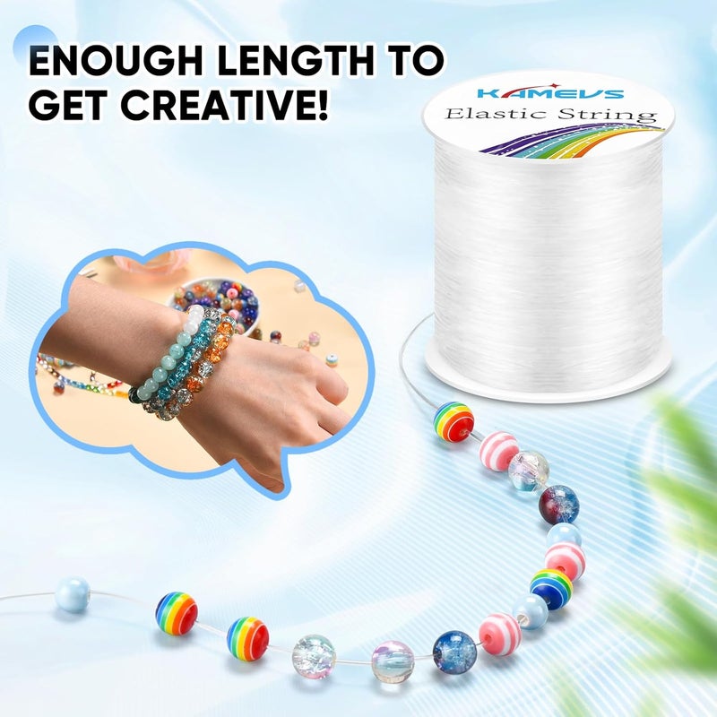 KAMEVS Crystal Elastic Cord, Clear Elastic String for Bracelets, Beading, Necklaces, Jewelry Making, 1mm Stretchy String Suitable for Various Types and Sizes of Beads - Image 3